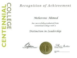 Distinction in Leadership Award - Centennial College