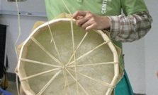 Land acknowledgement -Q.M. Sami at a Drum making workshop